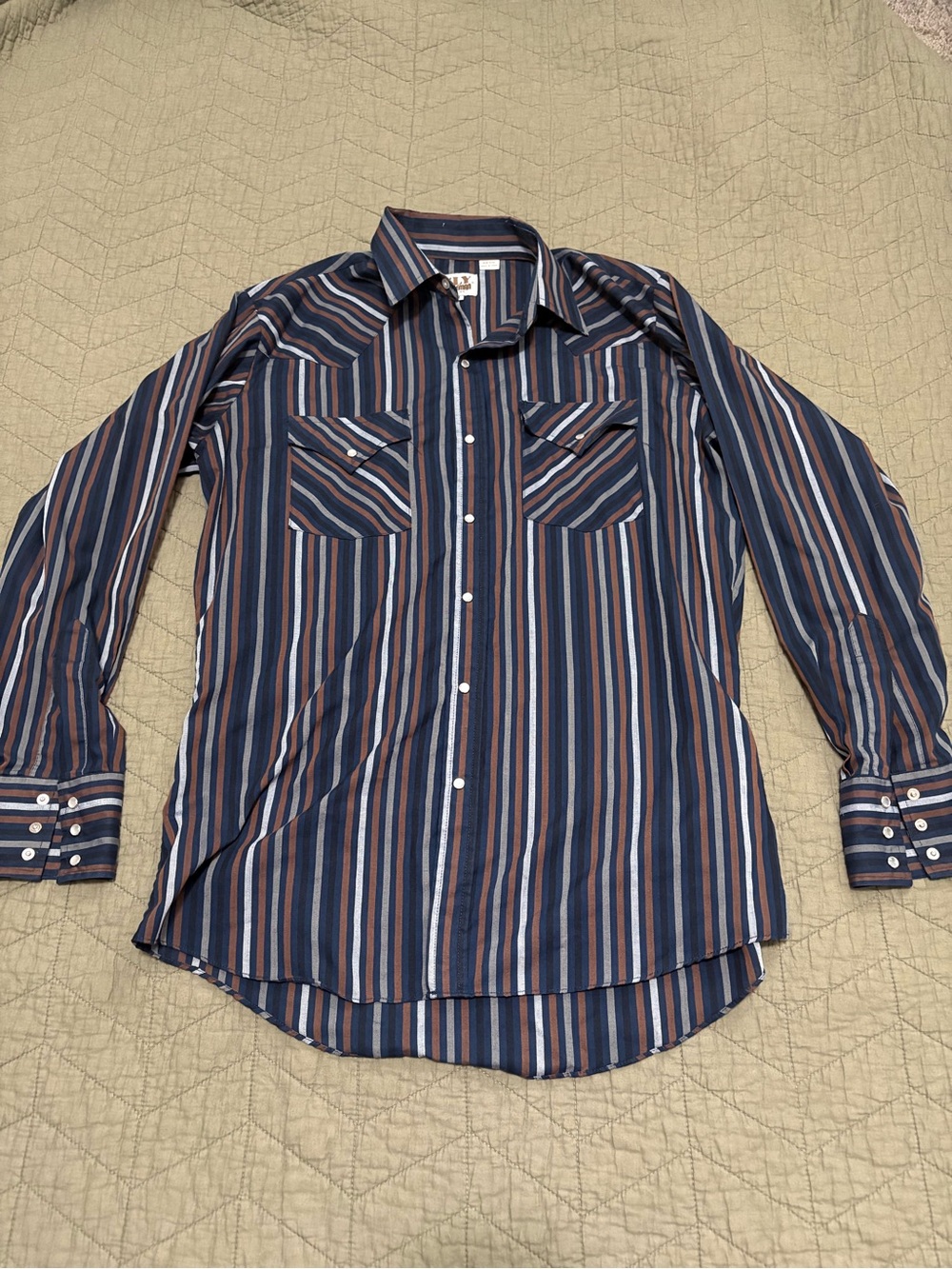 Ely Cattleman Pearl Snap Western Shirt Men’s M Blue Stripe